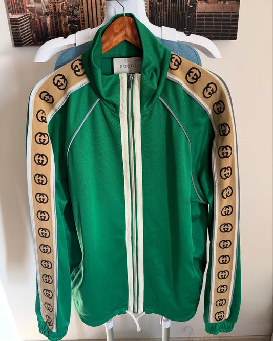 GUCCI INTERLOCKING GG-STRIPE ZIPPED JACKET
