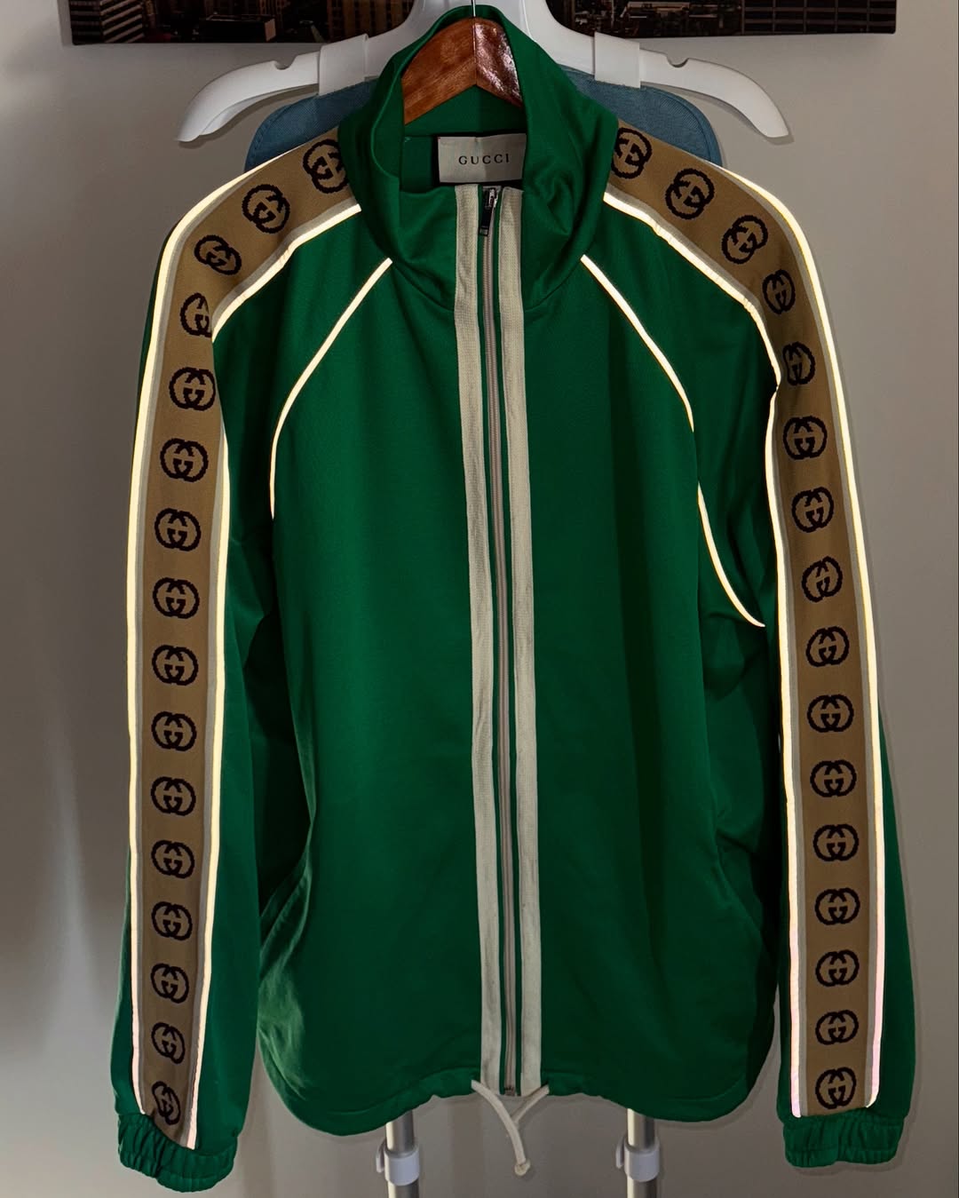 GUCCI INTERLOCKING GG-STRIPE ZIPPED JACKET