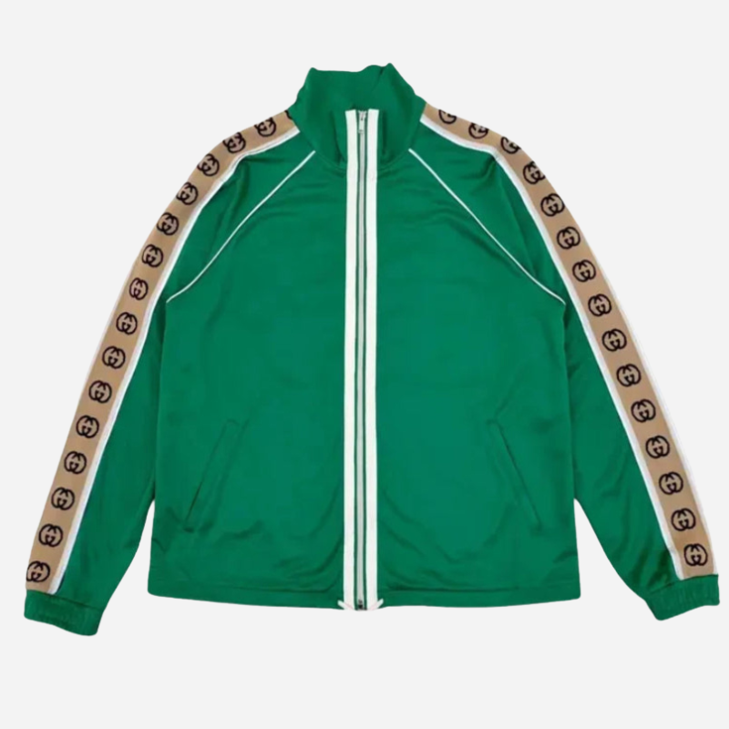 GUCCI INTERLOCKING GG-STRIPE ZIPPED JACKET