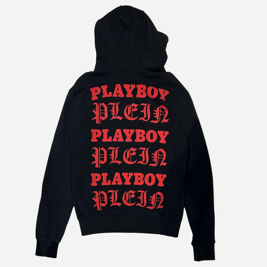 PHILIPP PLEIN PLAYBOY PRINTED HOODIE WITH CRYSTALS AND LOGO