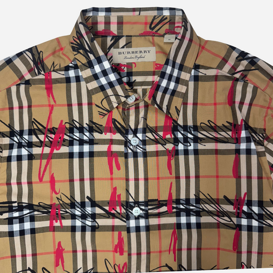 BURBERRY SCRIBBLE CHECK COTTON SHIRT