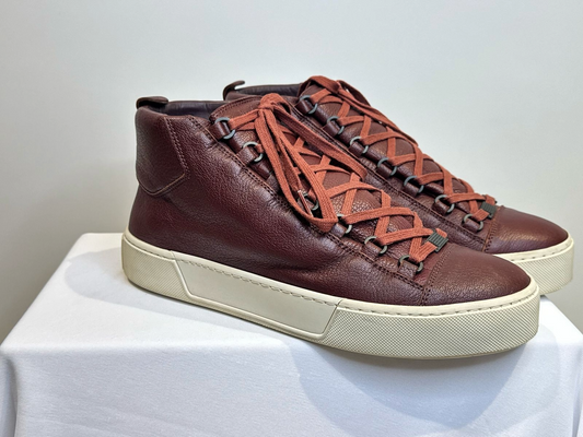 BALENCIAGA MEN'S ARENA R17 LEATHER HIGH-TOP SNEAKER