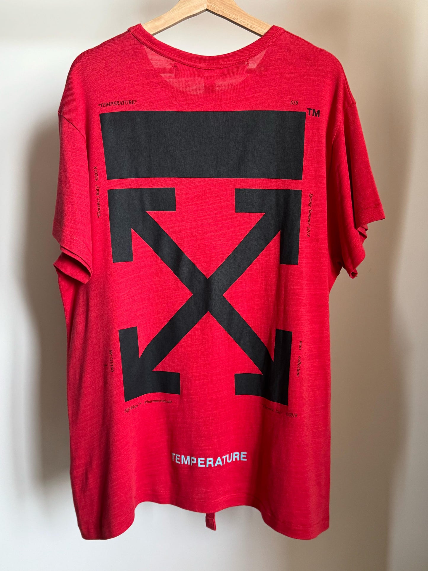 OFF-WHITE RED MONA LISA PRINT COTTON HALF SLEEVE T-SHIRT
