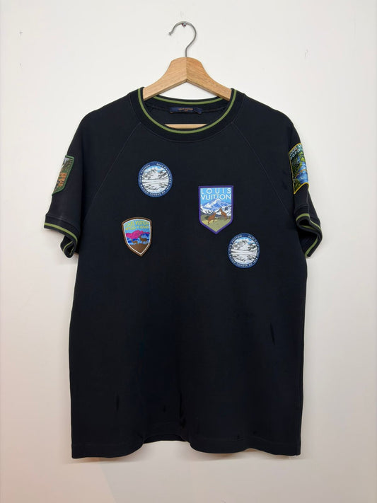 LOUIS VUITTON BLACK COTTON NATIONAL PARKS PATCH APPLIQUÉ T-SHIRT