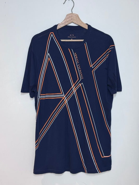 ARMANI EXCHANGE NAVY OVERSIZED AX LOGO T-SHIRT