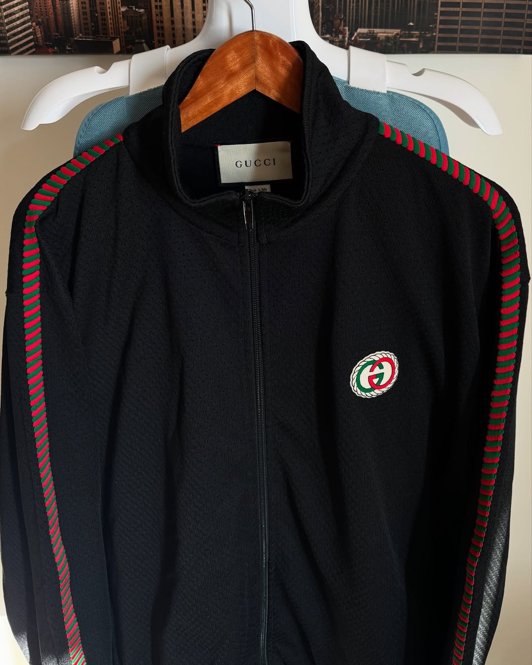 GUCCI ZIP UP WEB KNIT TRACK JACKET
