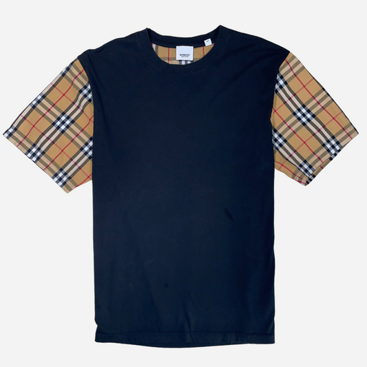 BURBERRY SERRA CHECK SLEEVE T-SHIRT 'BLACK'