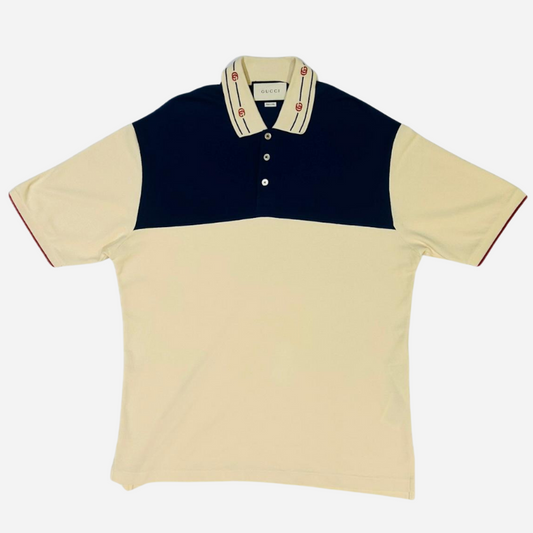 GUCCI COLLAR LOGO POLO 'BONE BLUE'