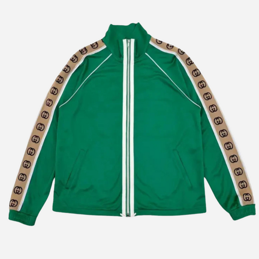 GUCCI INTERLOCKING GG-STRIPE ZIPPED JACKET