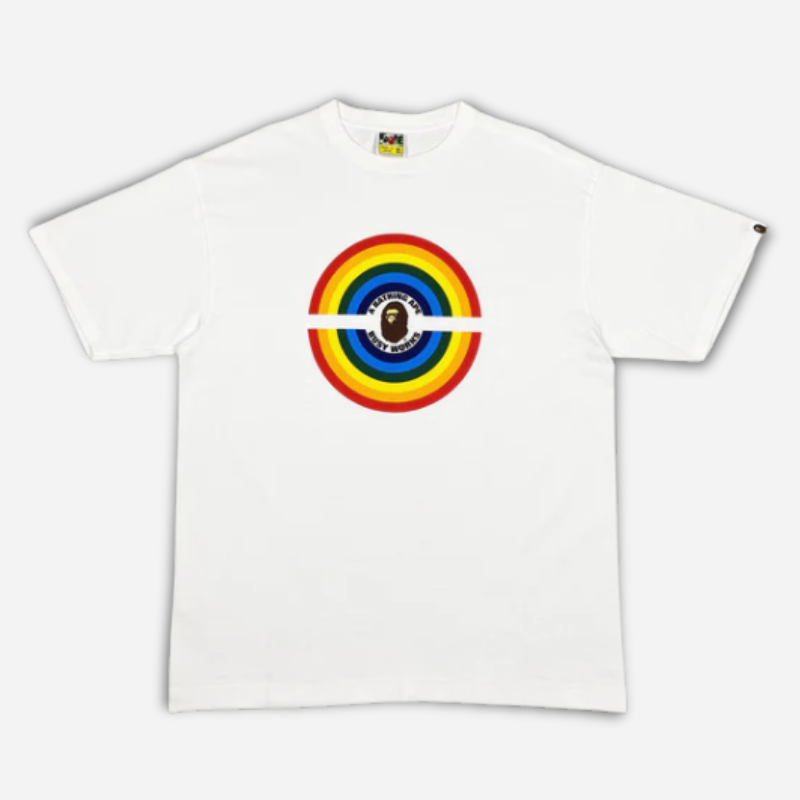 BAPE RAINBOW LOGO WHITE TEE
