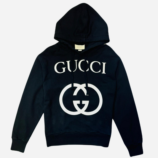 GUCCI GG INTERLOCKING BLACK HOODIE