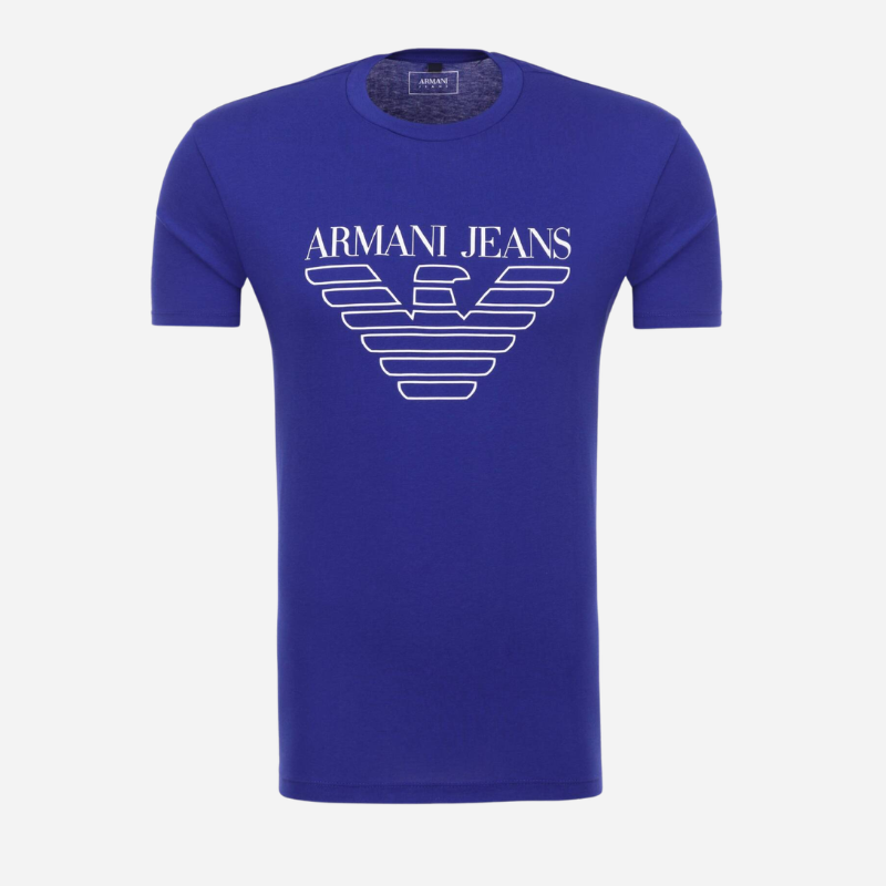 ARMANI JEANS MEN'S BLUE TONAL EAGLE LOGO T-SHIRT
