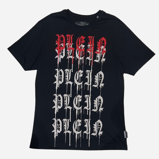 PHILIPP PLEIN CRYSTAL MULTI DRIPPING LOGO T-SHIRT
