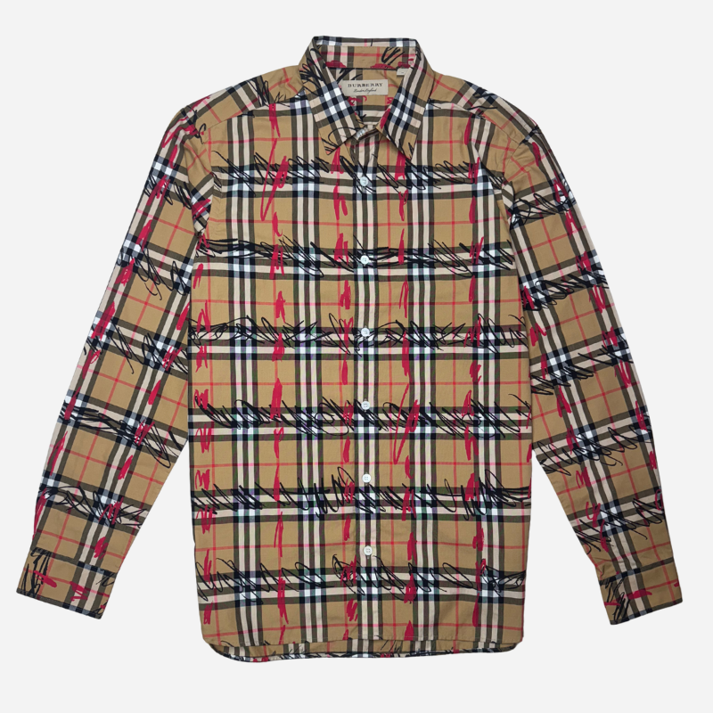 BURBERRY SCRIBBLE CHECK COTTON SHIRT