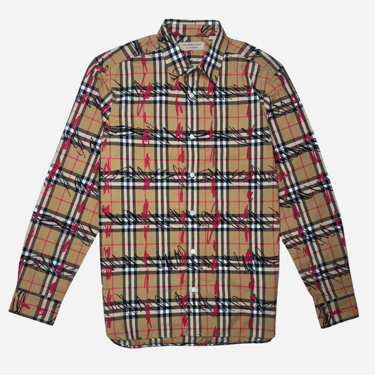BURBERRY SCRIBBLE CHECK COTTON SHIRT