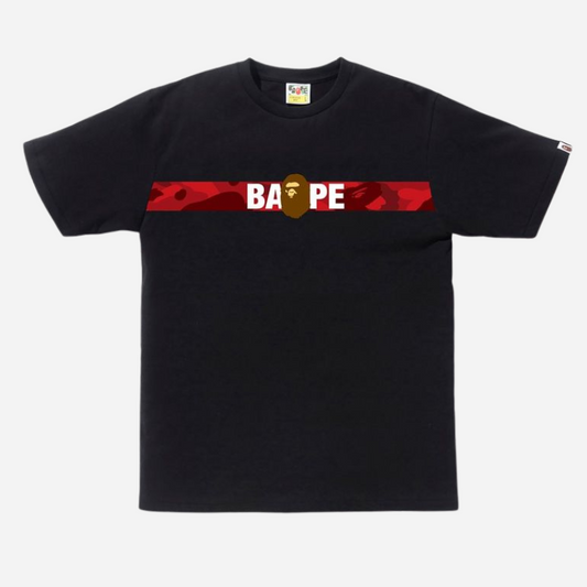 BAPE RED TAPE LOGO BLACK TEE