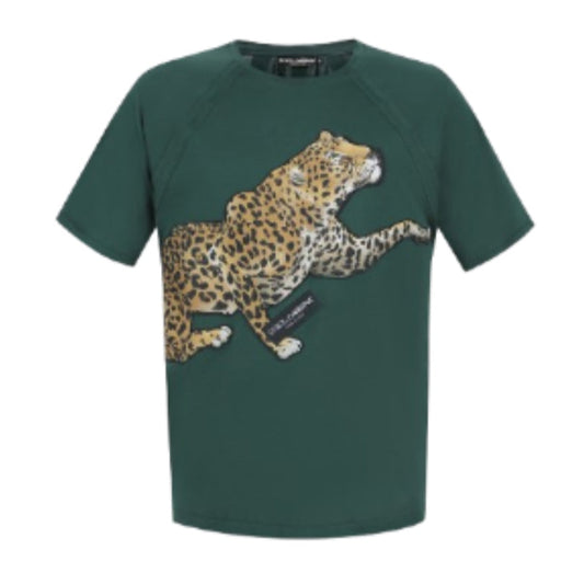 DOLCE & GABBANA GREEN LEOPARD T-SHIRT