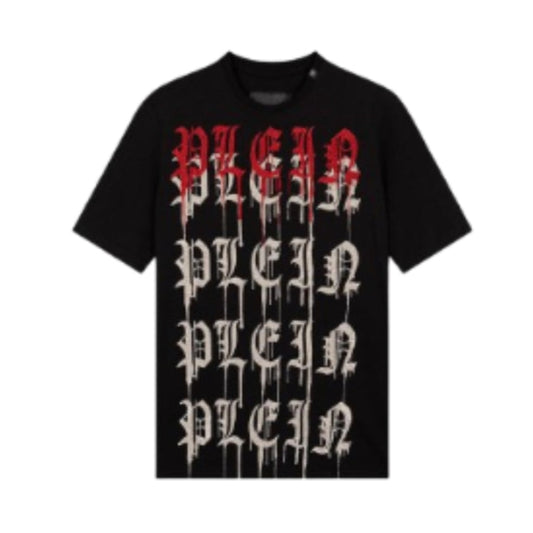 PHILIPP PLEIN CRYSTAL MULTI DRIPPING LOGO T-SHIRT