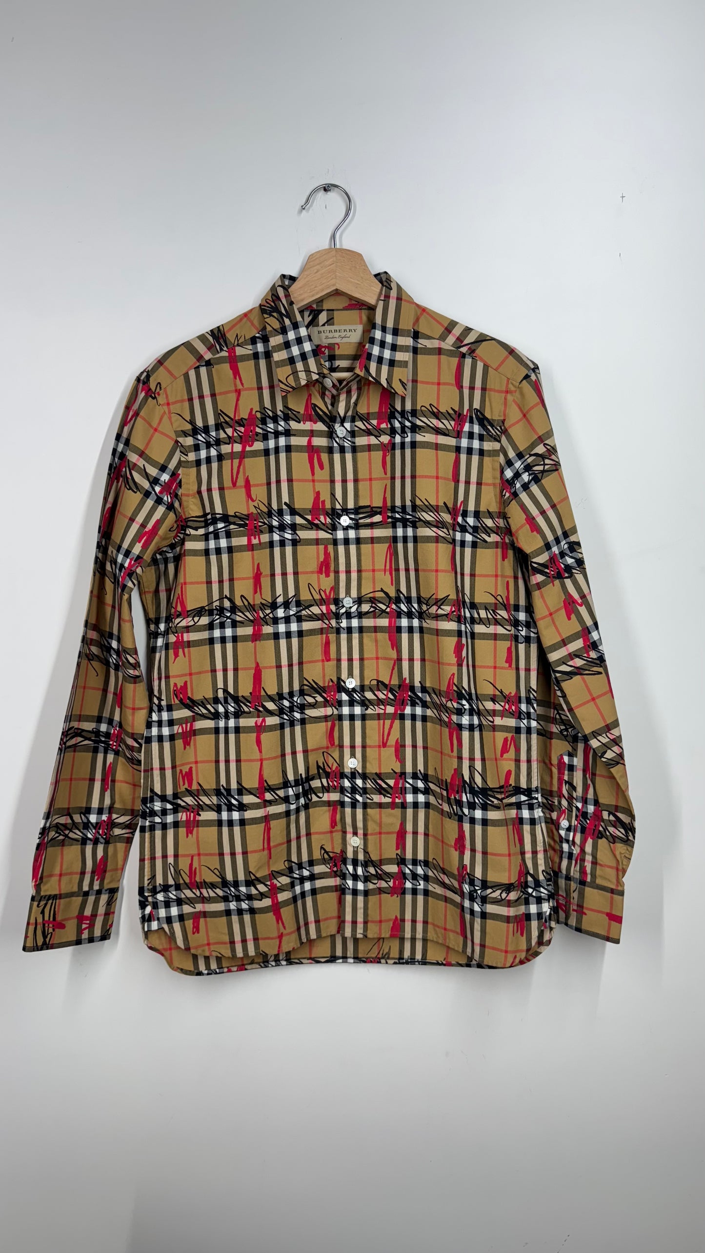 BURBERRY SCRIBBLE CHECK COTTON SHIRT