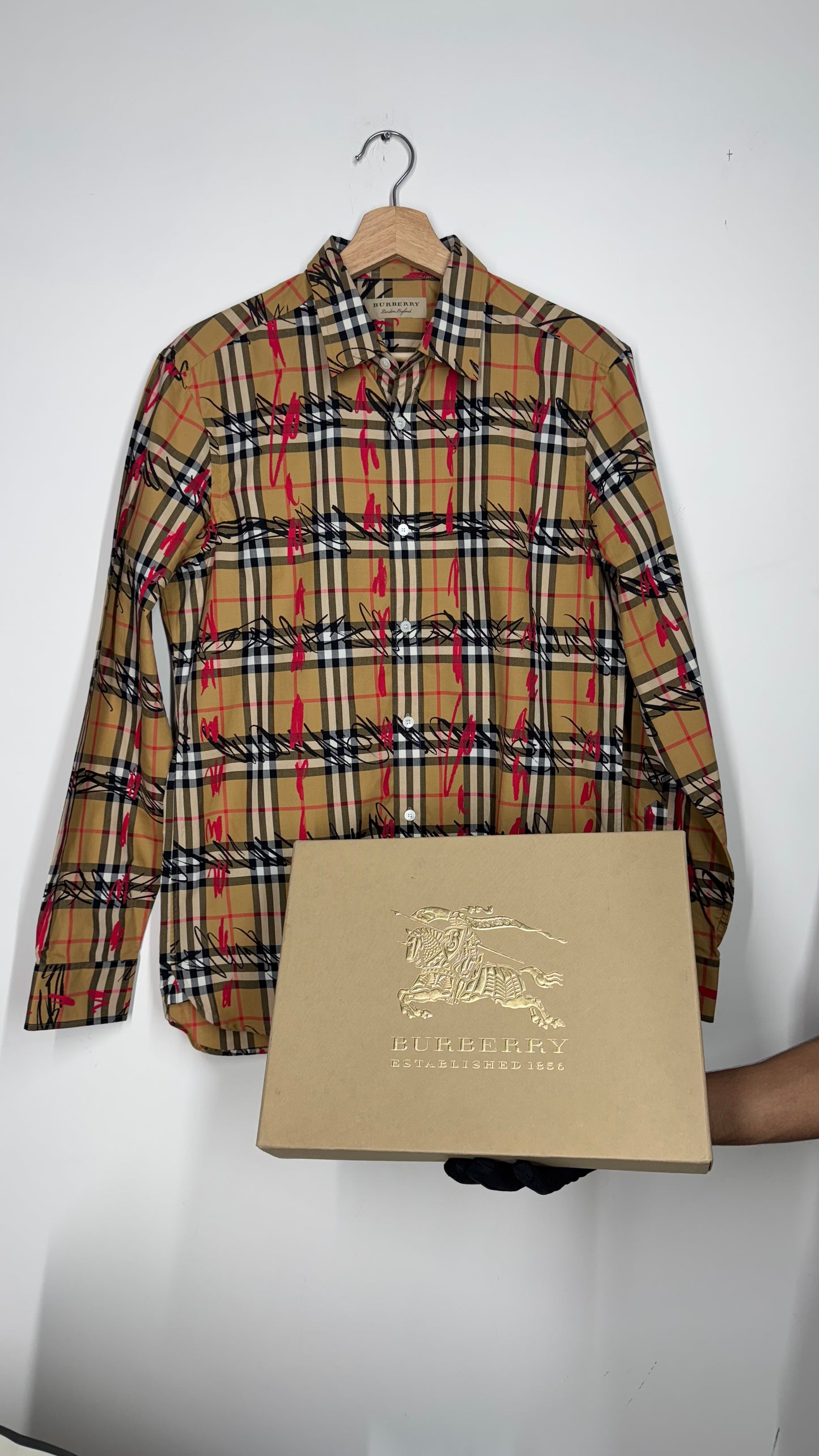 BURBERRY SCRIBBLE CHECK COTTON SHIRT