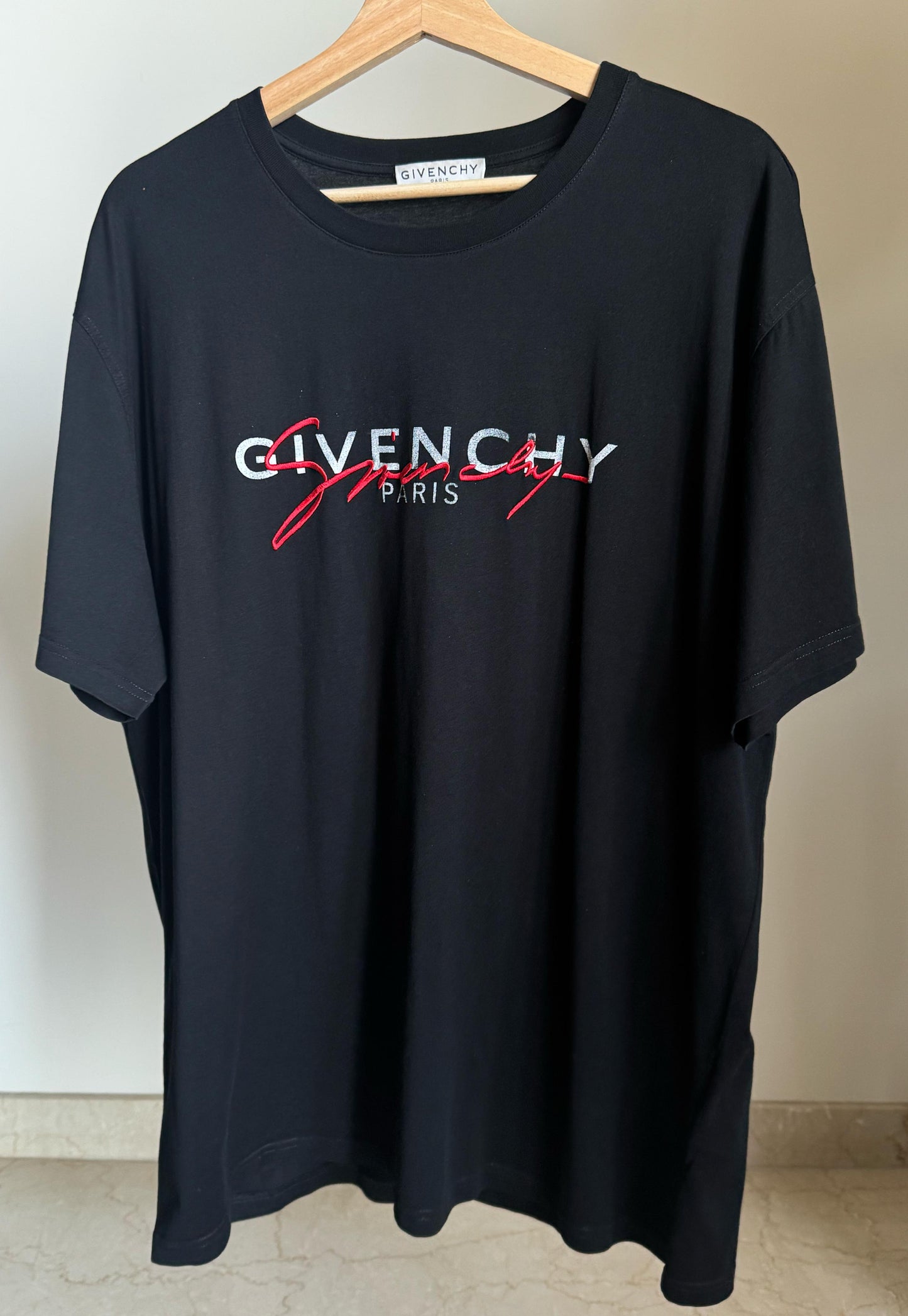 GIVENCHY PARIS SIGNATURE EMBROIDERED LOGO T-SHIRT
