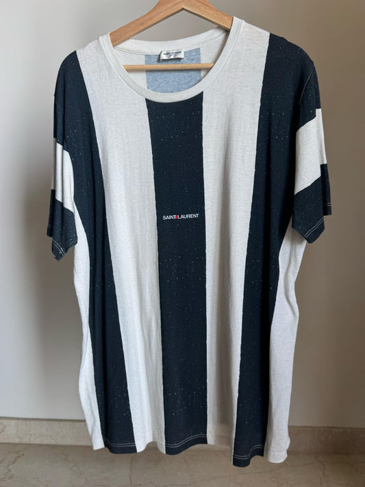 SAINT LAURENT - STRIPED LOGO T-SHIRT