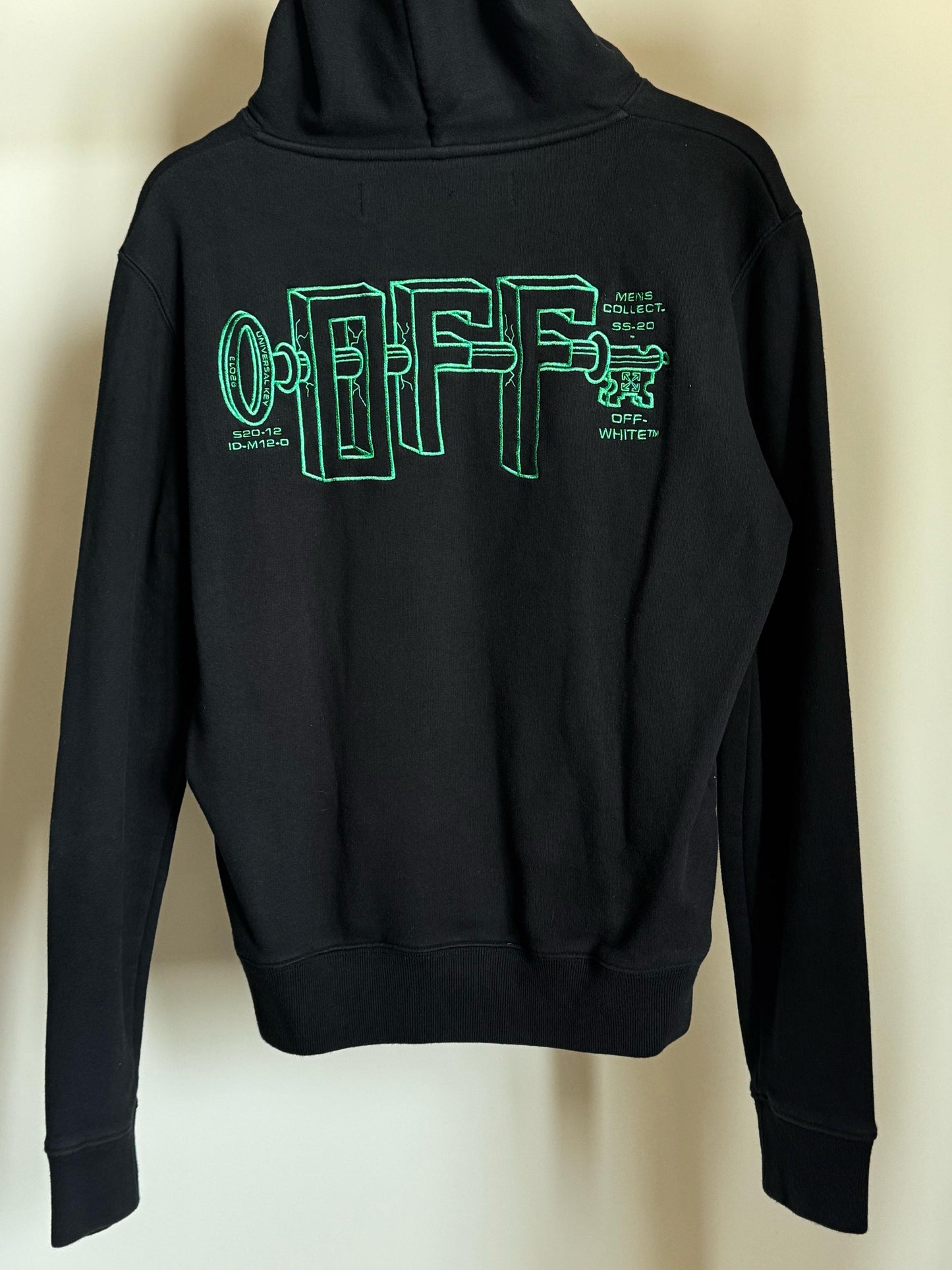 OFF-WHITE UNIVERSAL KEY HOODIE BLACK/MINT GREEN