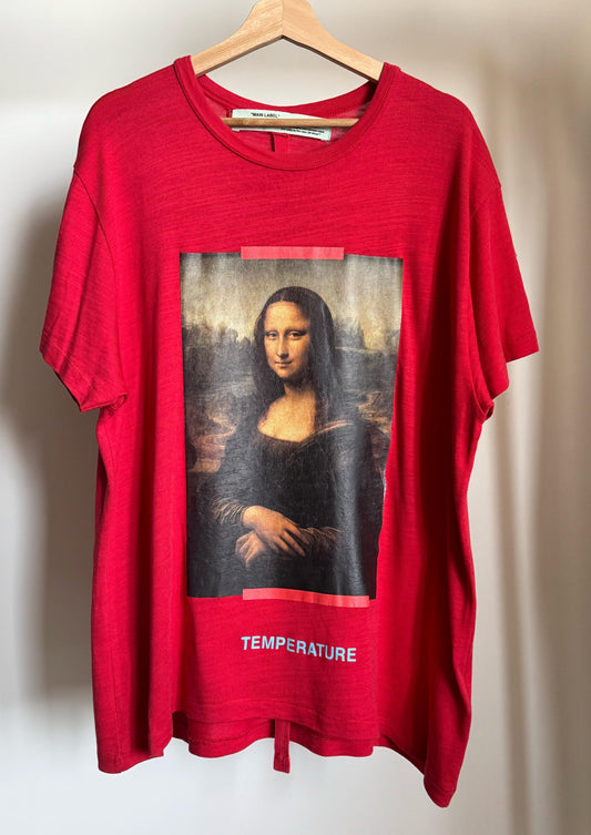 OFF-WHITE RED MONA LISA PRINT COTTON HALF SLEEVE T-SHIRT