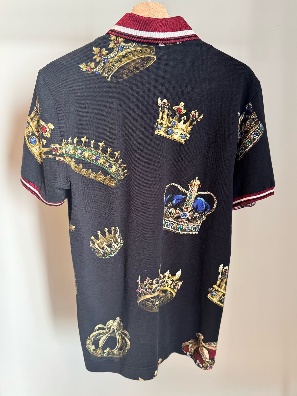 DOLCE & GABBANA CROWN PRINT COTTON POLO SHIRT