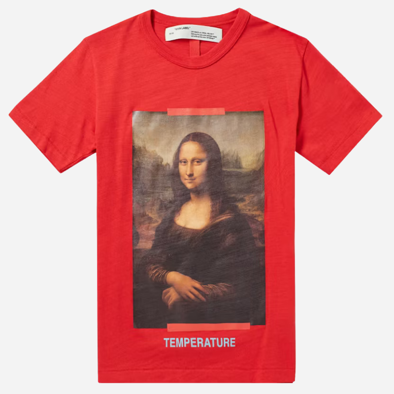 OFF-WHITE RED MONA LISA PRINT COTTON HALF SLEEVE T-SHIRT