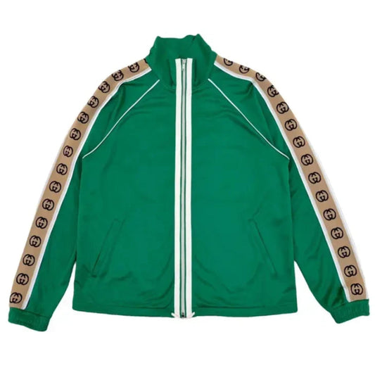 GUCCI INTERLOCKING GG-STRIPE ZIPPED JACKET